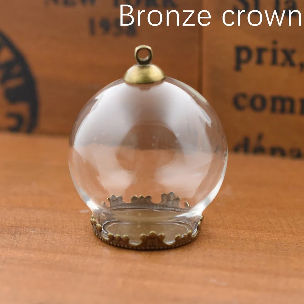 5sets 30*20mm hollow glass globe with setting base beads cap set Glass Bottle glass vials pendant glass bottle jewelry pendant