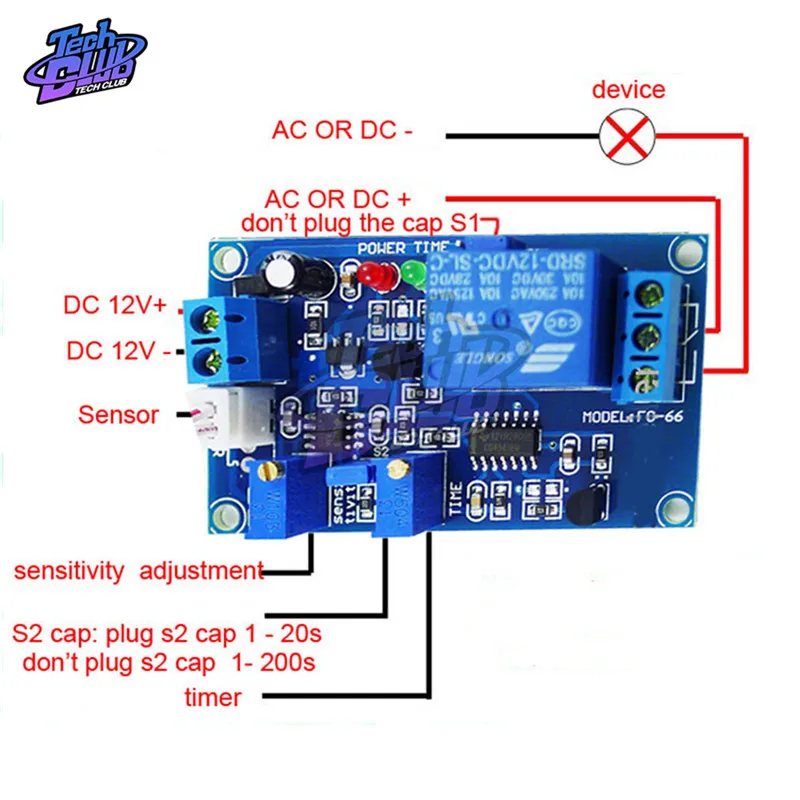 DC 12V Photoresistor Delay Relay Module Switch On/Off Sensor Timer Adjustable Potentiometer Controller With Wires For Car Board