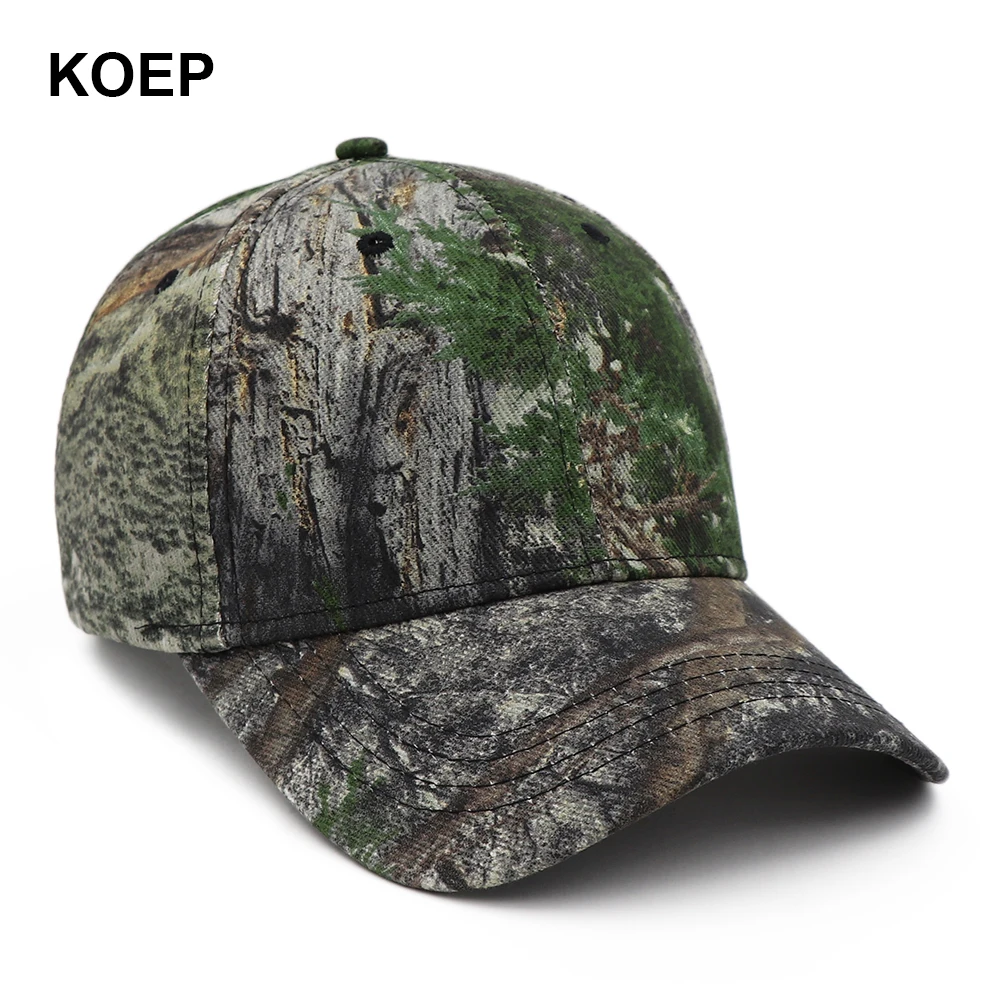 KOEP 2021 New Outdoor Fishing Caps Jungle Baseball Cap Hunting Hat Cotton Camouflage Dad Snapback Hats Green Camouflage