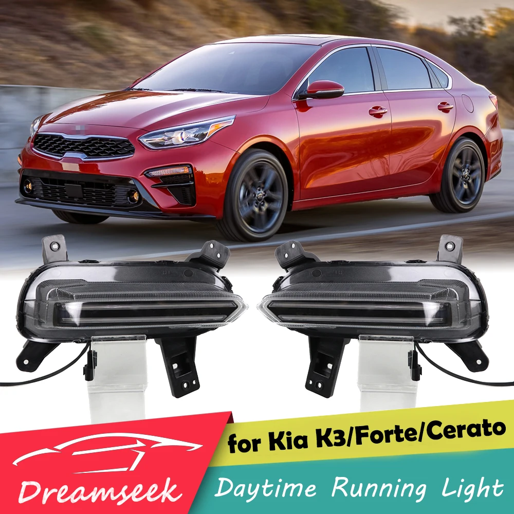 LED DRL Day Light for Kia K3 Forte Cerato 2019 2020 2021 Daytime Running Light Fog Lamp with Dynamic Sequential Turn Signal