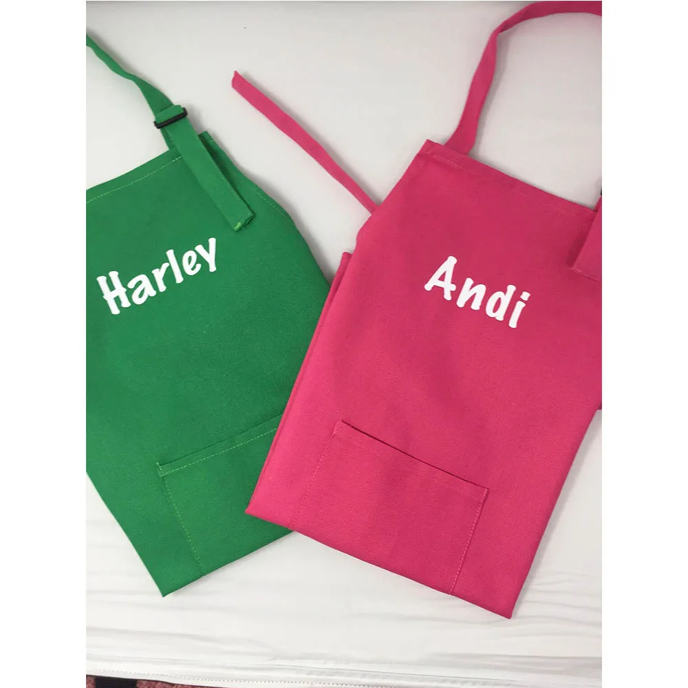 Gepersonaliseerde Kids Chef Koken Schort Chef Hoed Set Custom Naam Kids Kleur Schort Bijpassende Hoed Verjaardagsfeestje Geschenken Bakken Schort