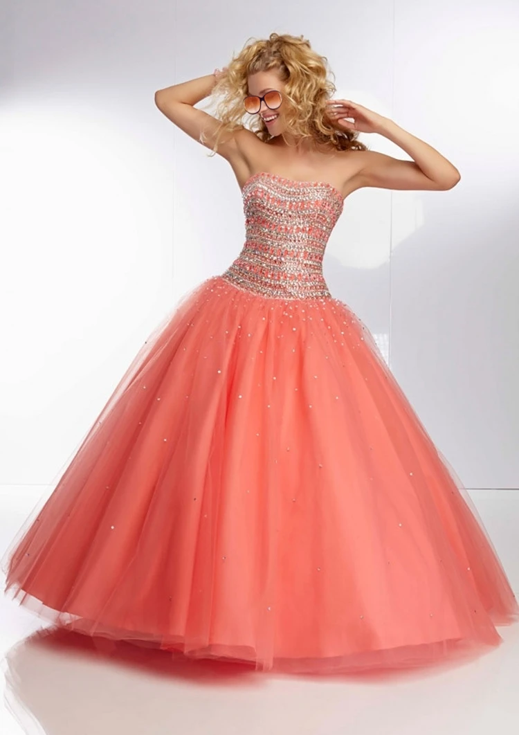 Vestido De fiesta con cuentas brillantes, quinceañera, Organza rosa, 15 años, 2021