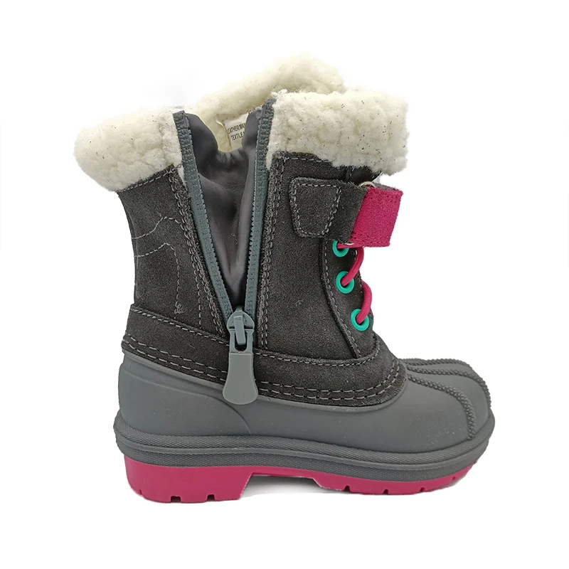 Fashion 1pair Children girl Genuine Leather Snow Boot , lovely Kids ski boots winter warm  waterproof Snow Boots