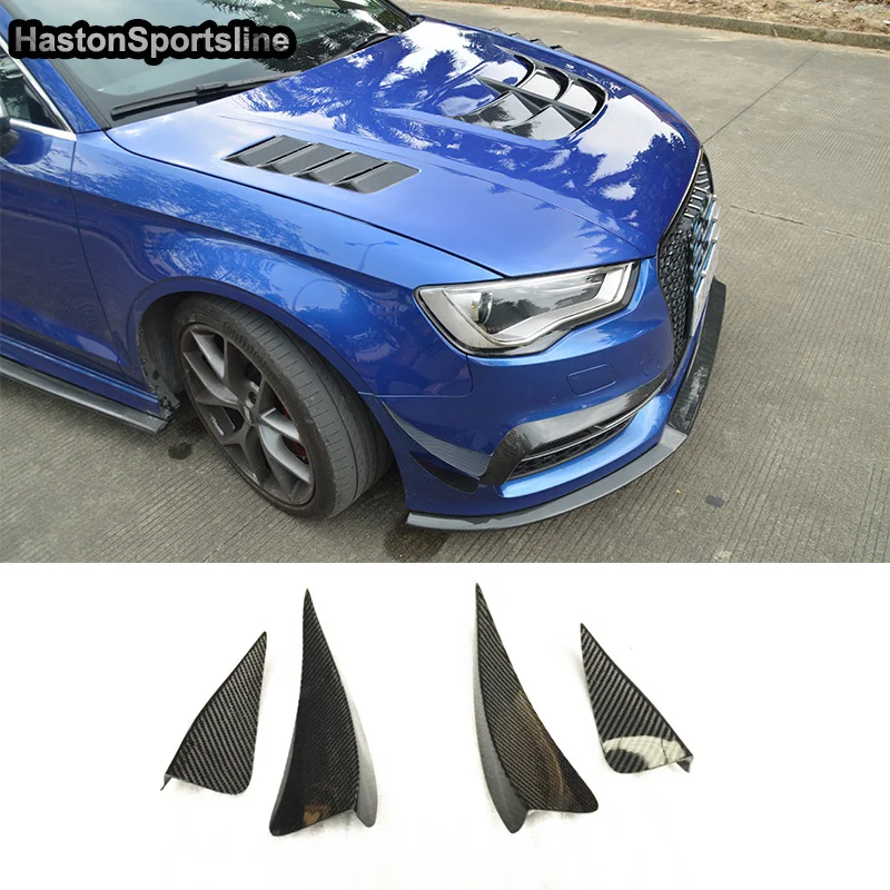 

For Audi S3 Real Carbon Fiber Front Splitter Air Vent Decoration Side Molding Trim 2014-2016 Only S3 Sedan Car Accessories