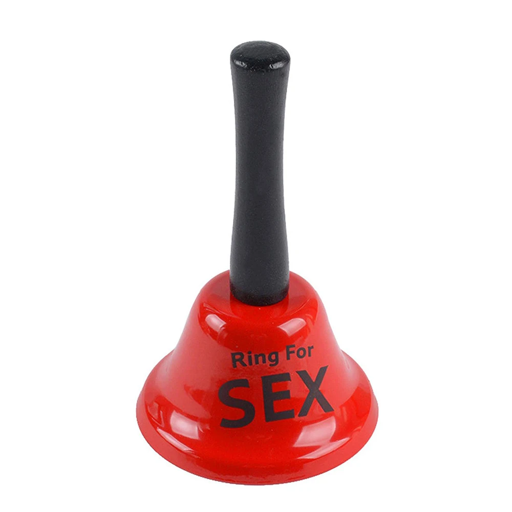 Handheld Red Funny Bell Ring Creative Manual Rattle Sex Hand Metal Bell Toy for Adult Party Bar Desktop Supplies