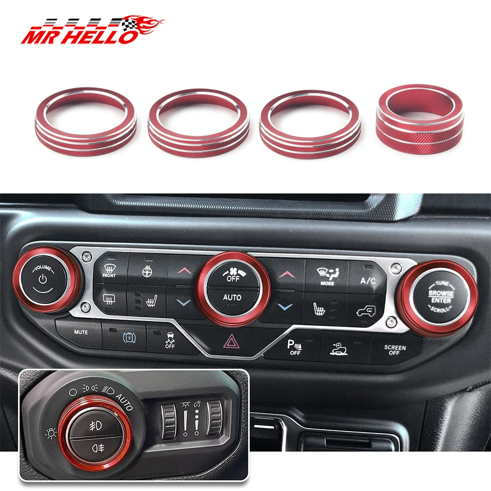 

Aluminum Alloy 4pcs Air Conditioner Headlight Switch Knobs Trim For Jeep Wrangler JL JLU Gladiator JT 2018-2021