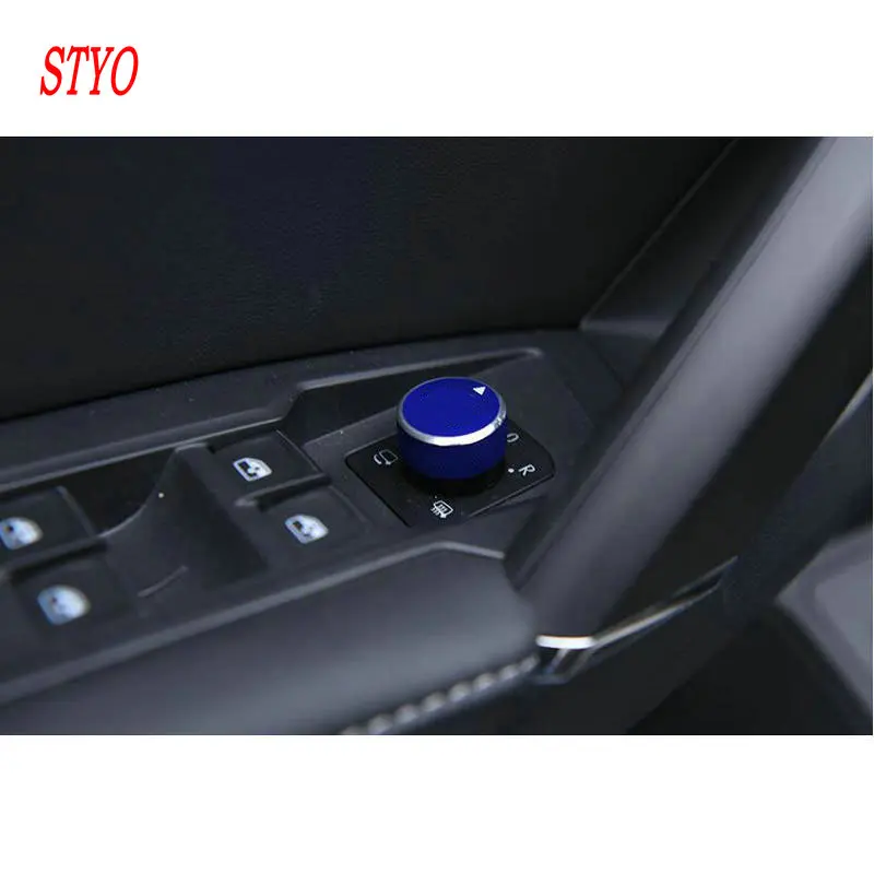 STYO Car Aluminum mirror adjust CONTROL COVER TRIM For VW Tiguan 2017 2018