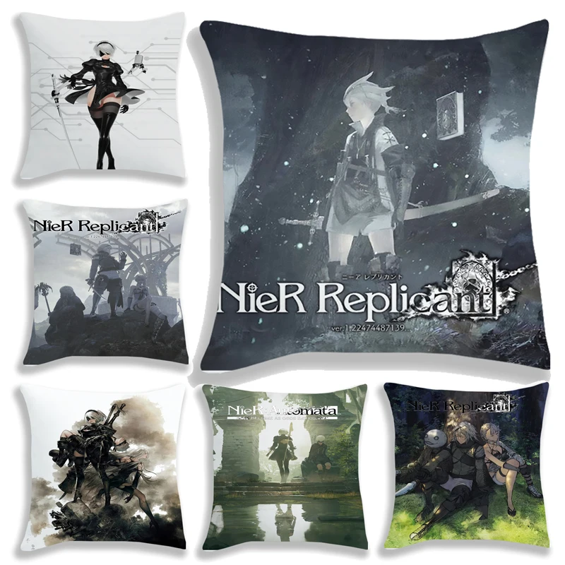 Anime NieR Replicant Pillow Case New Game One Side Picture Pillow Case Cushion Cover Kids Boys Girls Seat Bedding Gift 45*45cm