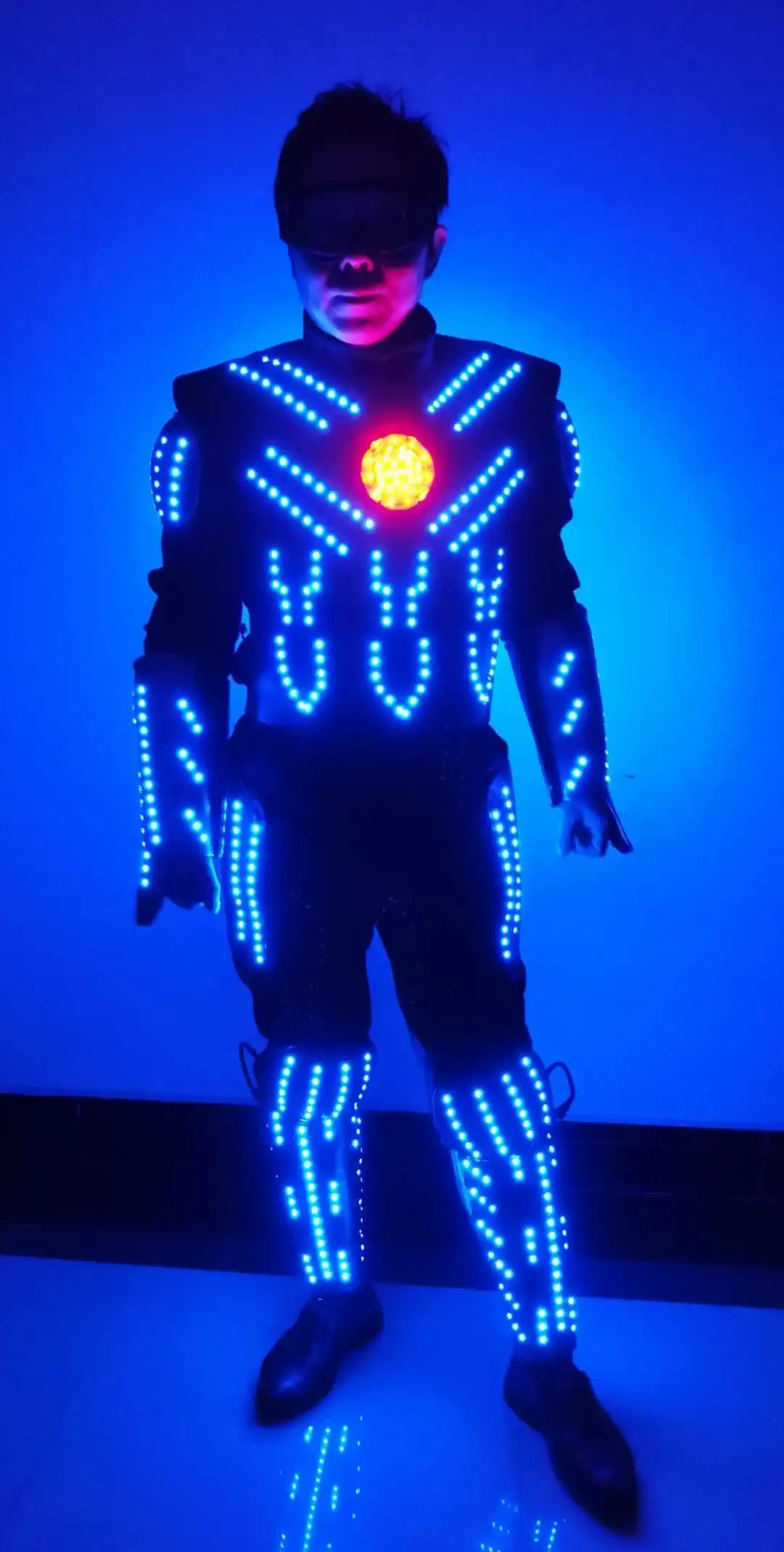 LED Lumious robot costume Captain America armor future technology stage dance clothing light show halloween cosplay costumes