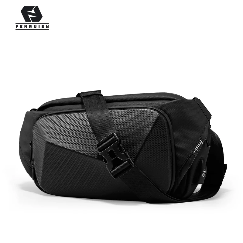 Fenruien Multifunction Crossbody Bags USB Charging Shoulder Bags for Men Anti-Theft Waterproof Short Trip Chest Bag 2021 New