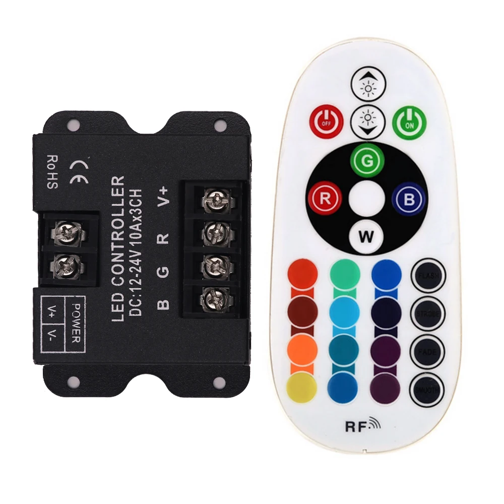 DC12-24V LED RGB Controller with 24Key RF Remote Control 30A 10Ax3CH Wireless RGB Controller for LED Strip Ligth or Modules