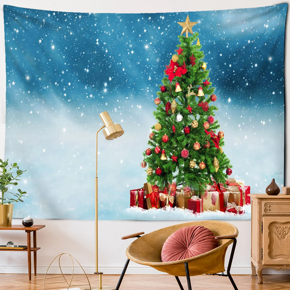 2021 Christmas Tree Printing Tapestry Wall Hanging Background Cloth Decoration Polyester Home Room Wall Decor