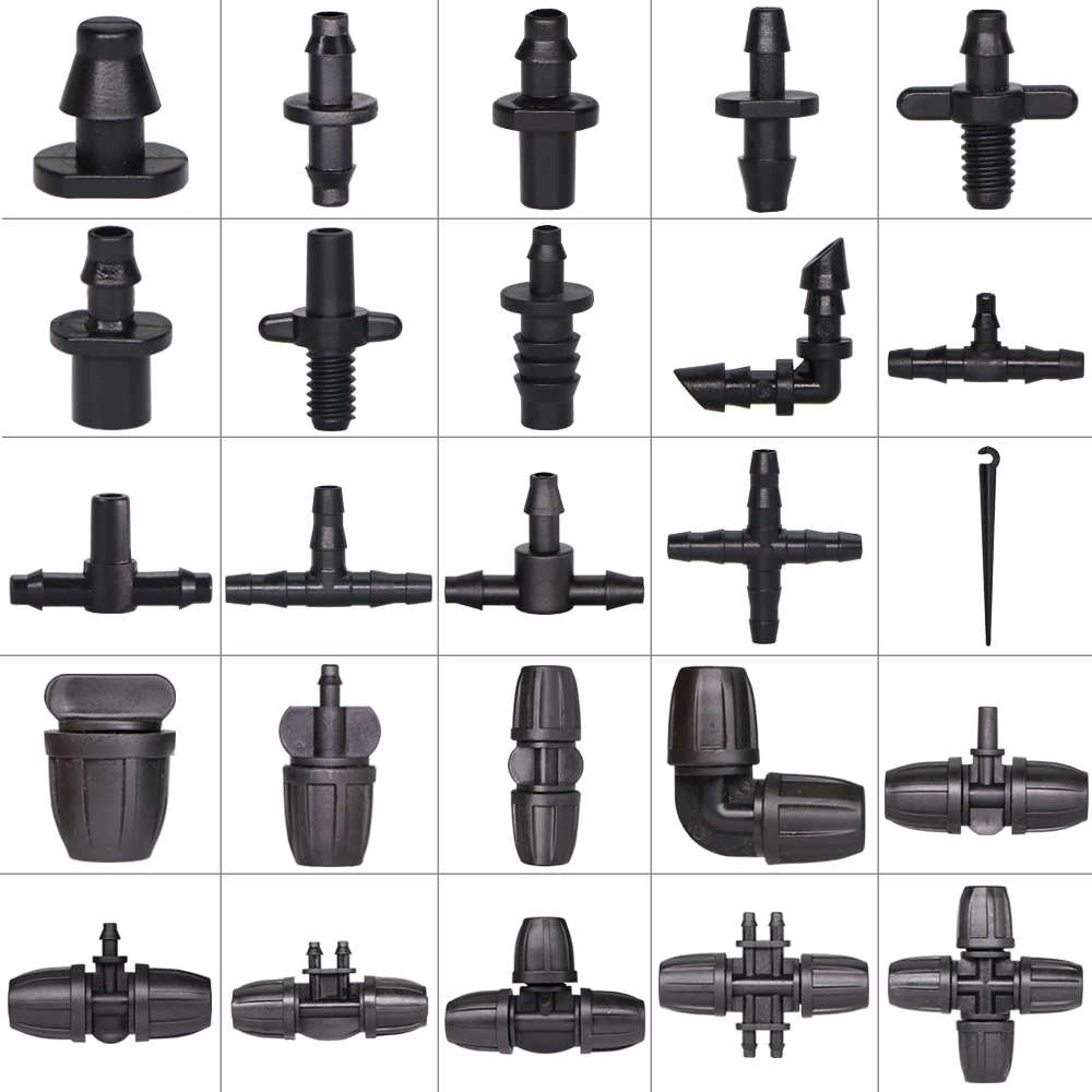 Garden Irrigation Hose Sprinkler Connector Double Barb Tee Elbow Eng Plug Water Pipe Joint 8/11 4/7mm Hose Lock Watering Fitting