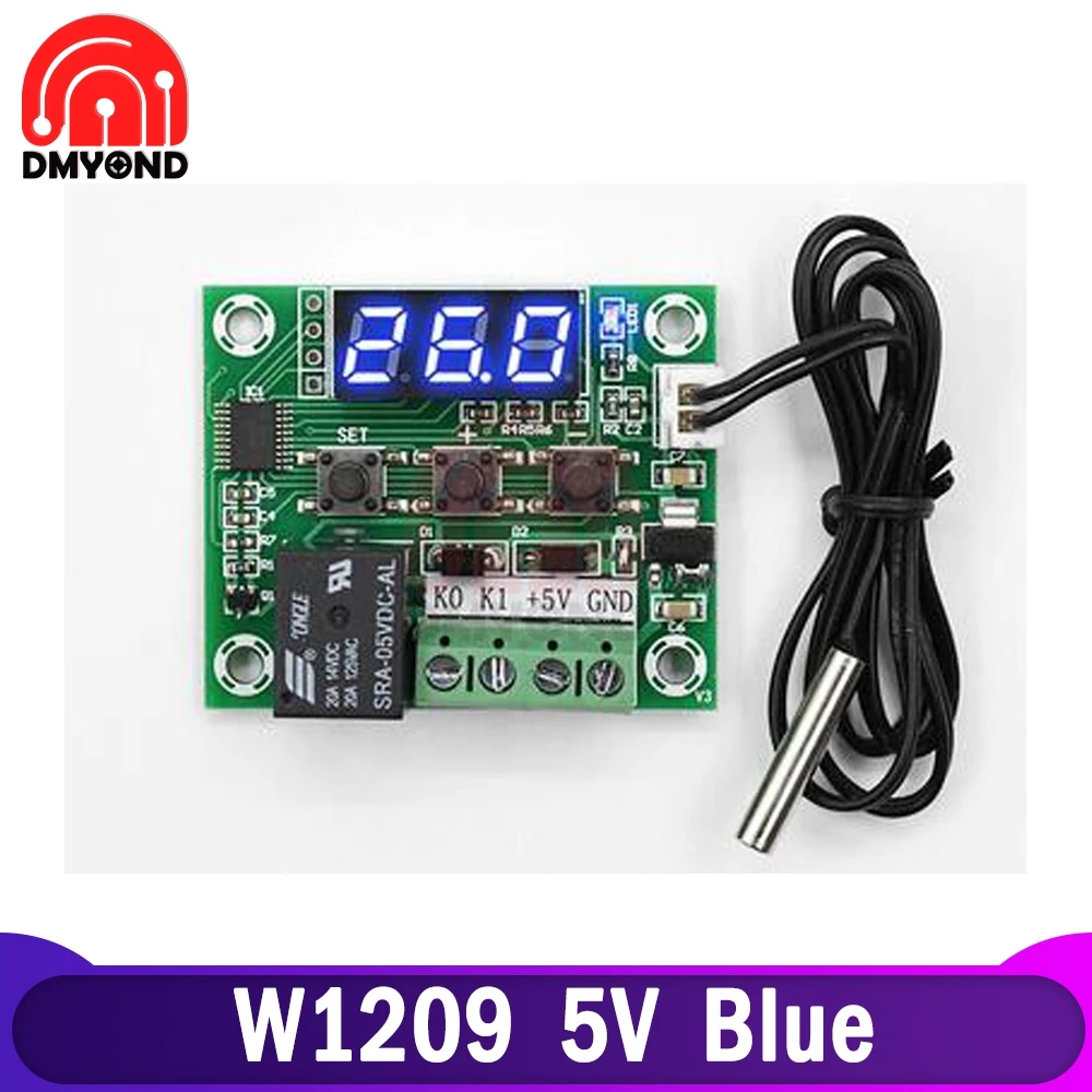 W1209 DC 5V Red Blue LED Digital Temperature Controllear Thermostat Temperature Control Thermostat Switch Waterproof NTC Sensor