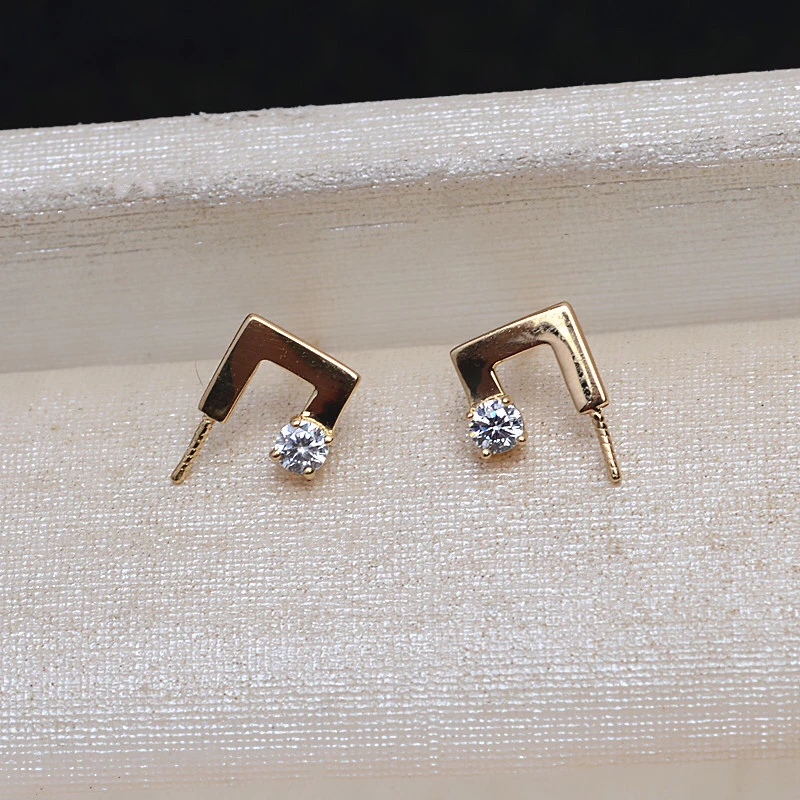 

Musical Note Style 18K Gold AU750 Earrings Mounting Findings Base Jewelry Setting Accessories Part for Pearls Jade Coral Crystal