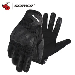 SCOYCO-Luvas de Malha Respirável, Função de Toque, Motocross, Corrida Off-Road, Verão