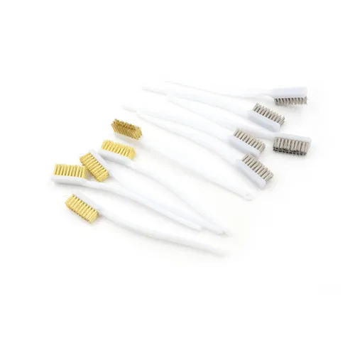 5Pcs/lot Mini Plastic Handle Brass Bristle Wire Brush For Cleaning Welding Slag Rust Hot