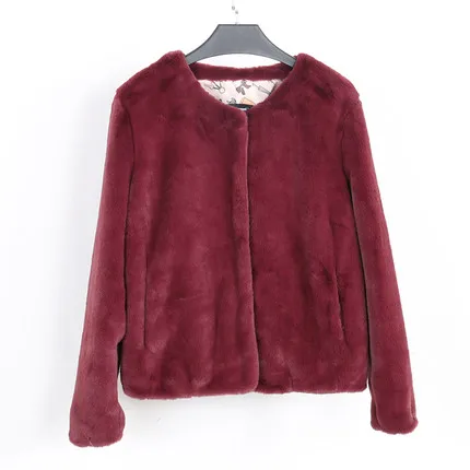 Top brand Round Autumn Thin Neck Faux fur Coat N2  high quality