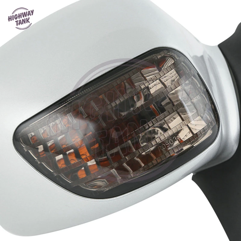 silver Motorcycle Mirror LED turn Light Motor Rear view Mirrors Amber Signal case for Honda Goldwing GL 1800 2001 2002 2003-2011