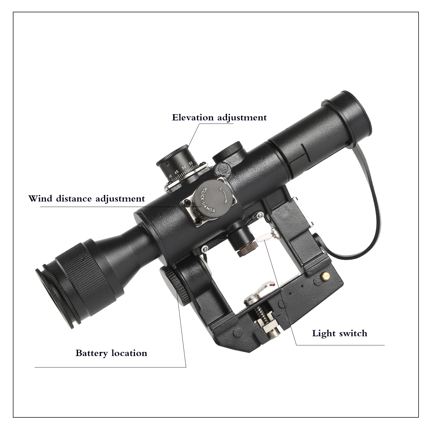 Tactical SVD 4x26 PSO Dragunov Red Illuminated Scope Rifle Scope AK Rifle Scope For Outdoor Hunting with Rubber Lens Cover