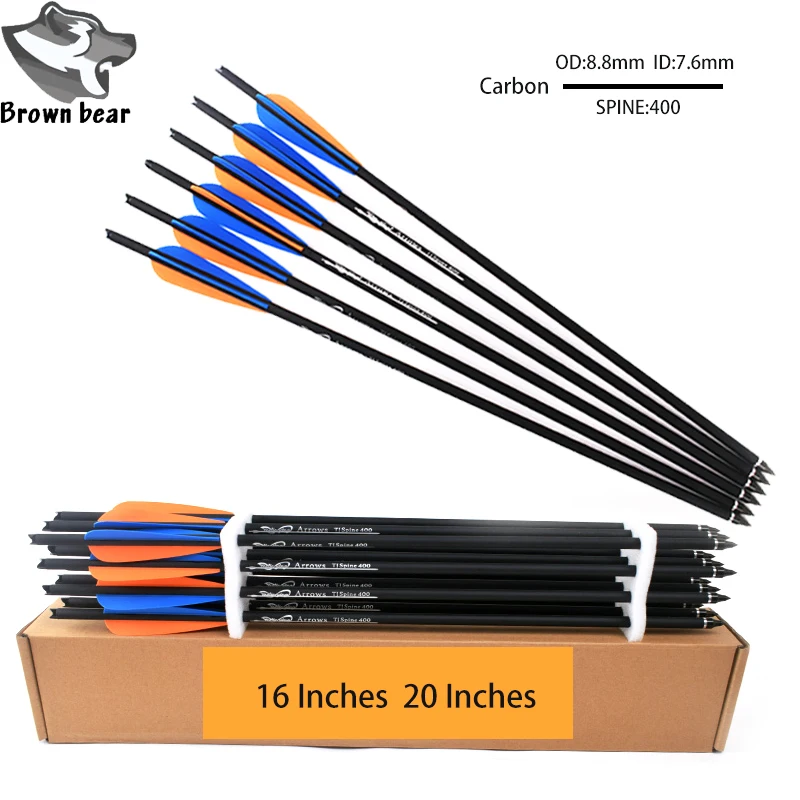 Archery 12Pcs Carbon Crossbow Bolts Arrows Orange Blue 4inch Rubber Vanes Replaceable Steel Arrowhead Tip for Hunting Shooting