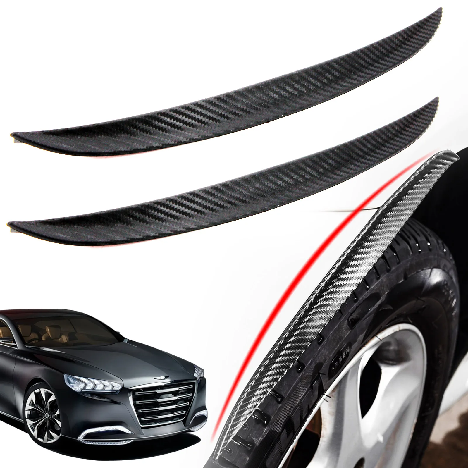 

2PCs Carbon Fiber Pattern Car Modification Decorative Strip Fender Flares Mud Flap Splash Guards Arch Wheel Eyebrow Lip For SUV