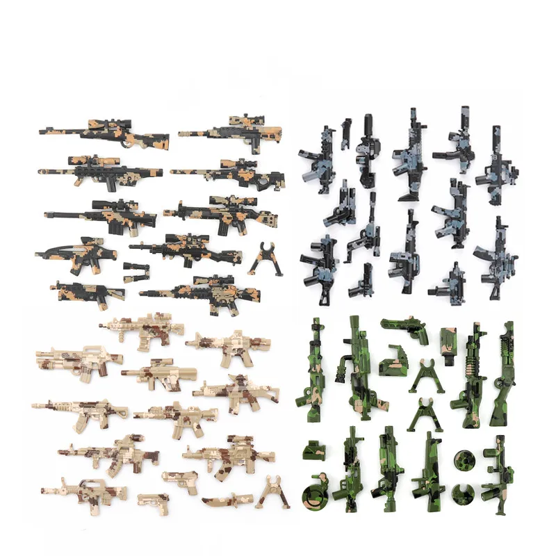 Special Forces Camouflage Guns Building Blocks Soldier Figure Weapon Accessories Printing Rifle Submachine Gun Pistol Toy C312