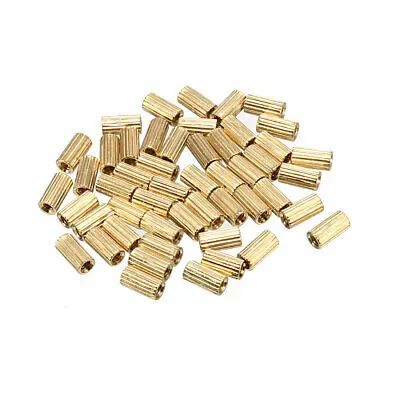 50pcs Brass Round Straight PCB Pillar Female Thread Standoff Spacer M2x3x6mm