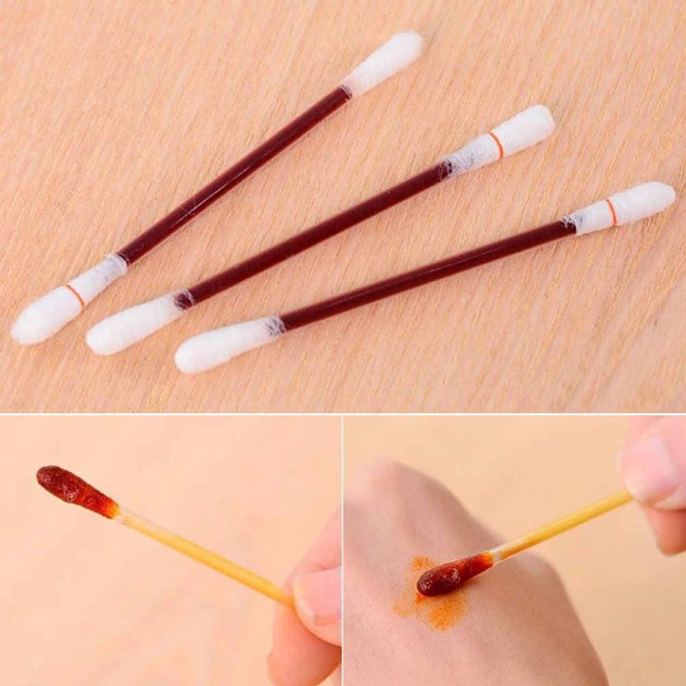 20/50/100pcs Disposable Emergency Cotton Stick Iodine Swab Home Outdoor First Aid Kit Double Head Medical Cleaning Supplies