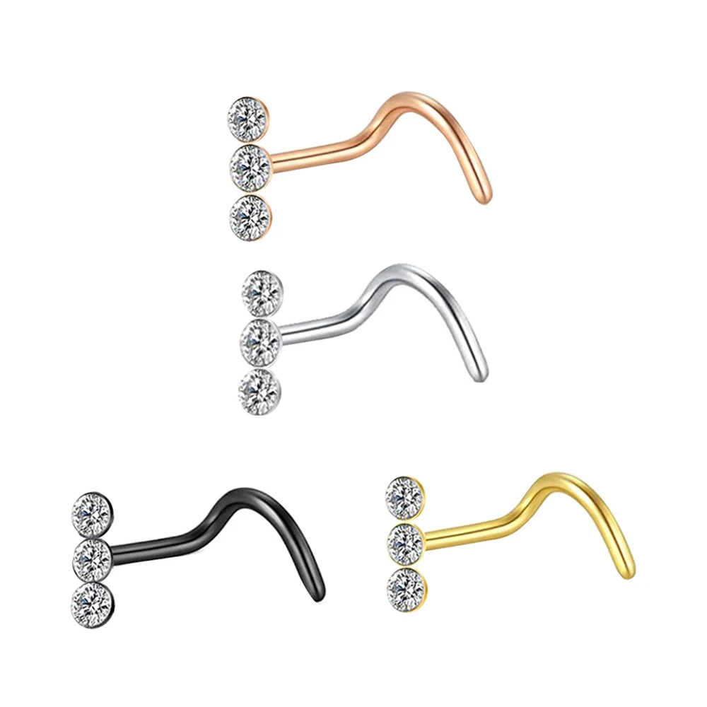 

JUNLOWPY Multi Styles Stainless Steel Sexy Crystal Nose Stud Nose Stud Hooks Bar Pin Nose Rings Ear Cuff Body Piercing Man