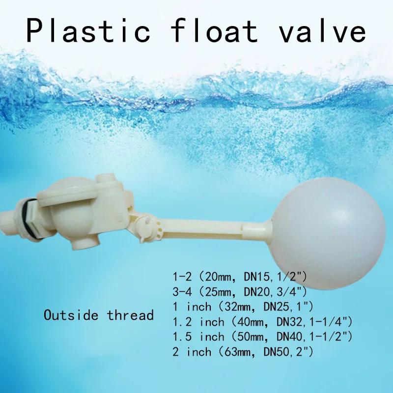 Plastic Float Valve Adjustable Float Valve Tank Float Switch Corrosion Resistant Float Valve Tank Water Tower Controller 1Pcs