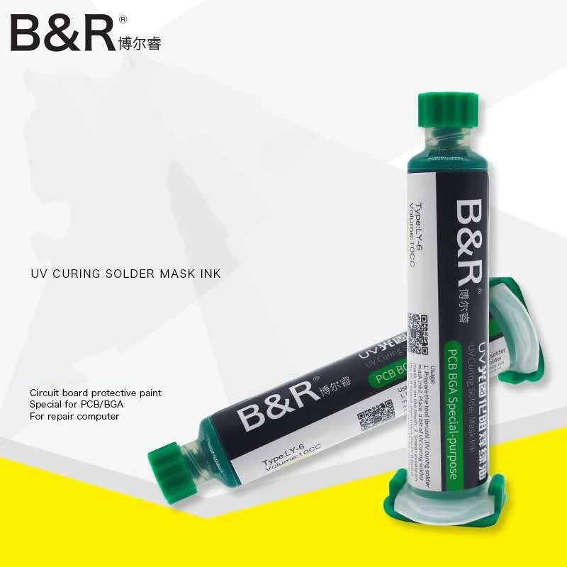 La più recente maschera per saldatura a polimerizzazione UV B & R pasta per saldatura maschera per saldatura olio verde per circuiti stampati PCB BGA per riparazione mobile