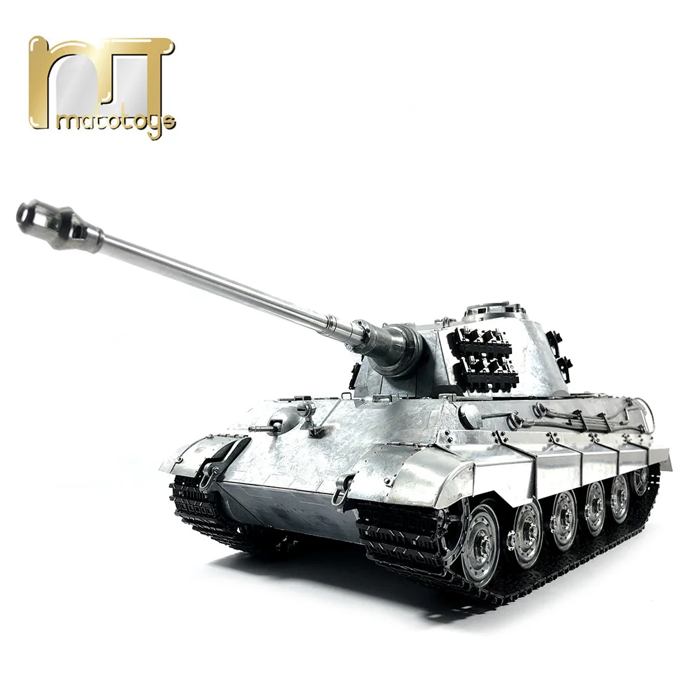 MATO 1228 100% Metal 2.4G RC Tank 1/16 German King Tiger Infrared Battle Recoil Barrel Original Metal Color Ready to Run