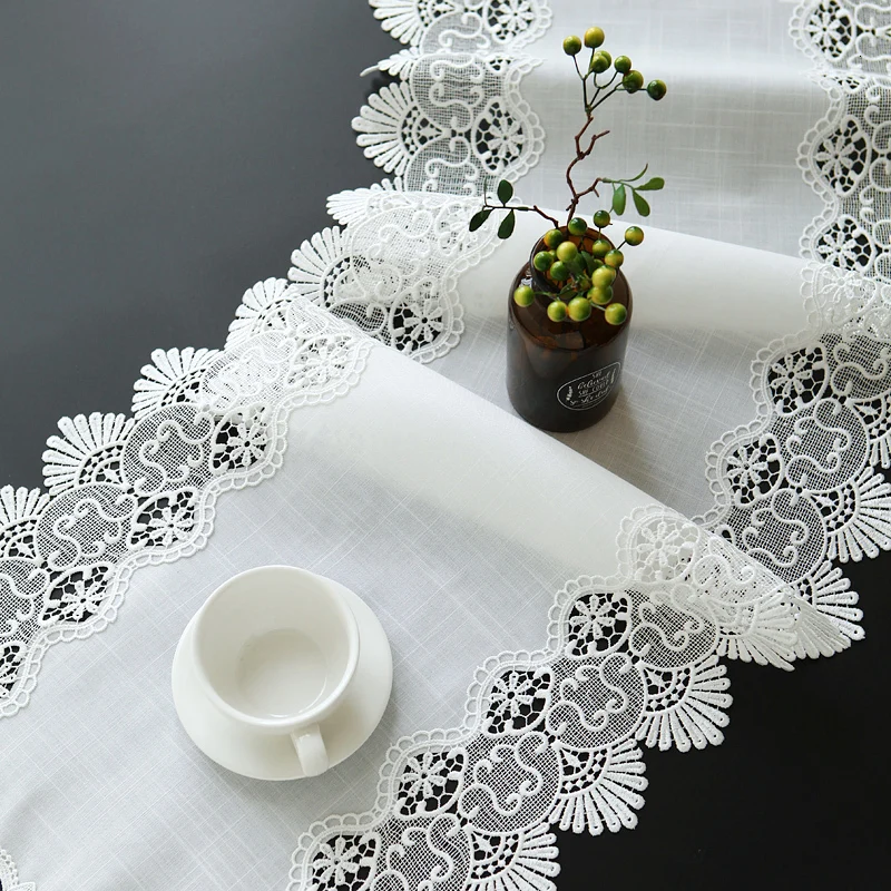 Modern Minimalist Water Soluble Embroidery Lace Luxury Table Runner Flag Hotel Villa Home Fashion Decoration Camino De Mesa