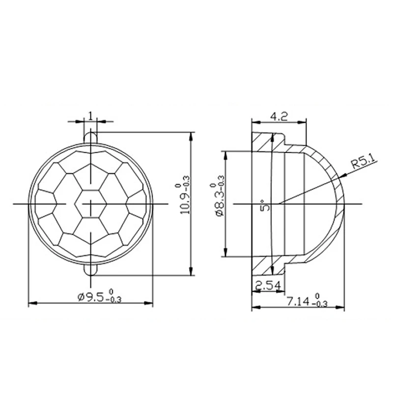 Fresnel lens Infrared induction 120 ° induction angle 5M distance PIR lens high sensitivity Infrared sensing of human body