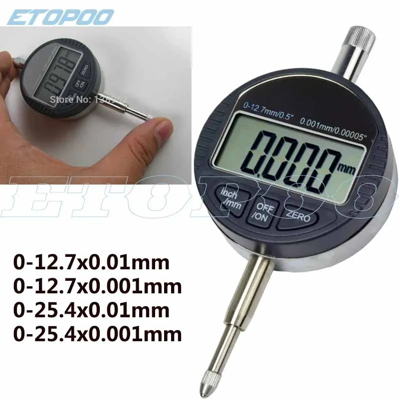 High quaity 12.7mm 25.4mm Micron digital indicator electronic indicator 0-12.7mm 25.4mm 0.001mm  0.01mm reading measuring gauge