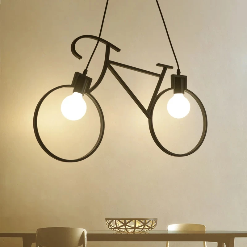 

Retro Iron Bicycle Pendant Light Indoor Lighting Living Room Simple Restaurant Bar Industrial Kitchen Home Decor Hanging Lamps