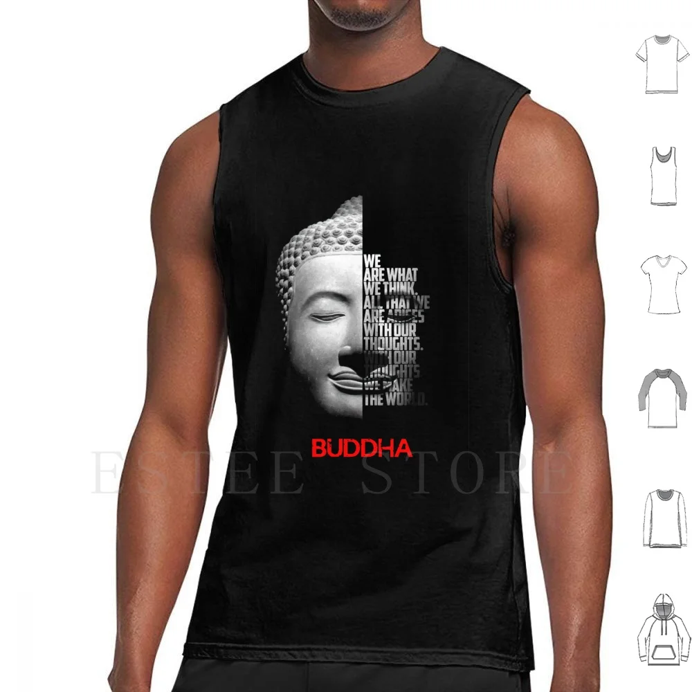 Black And White Buddha Quote Poster Tank Tops Vest Cotton Buddha Buddhism Religian Inspirational Motivational Buddha Quotes