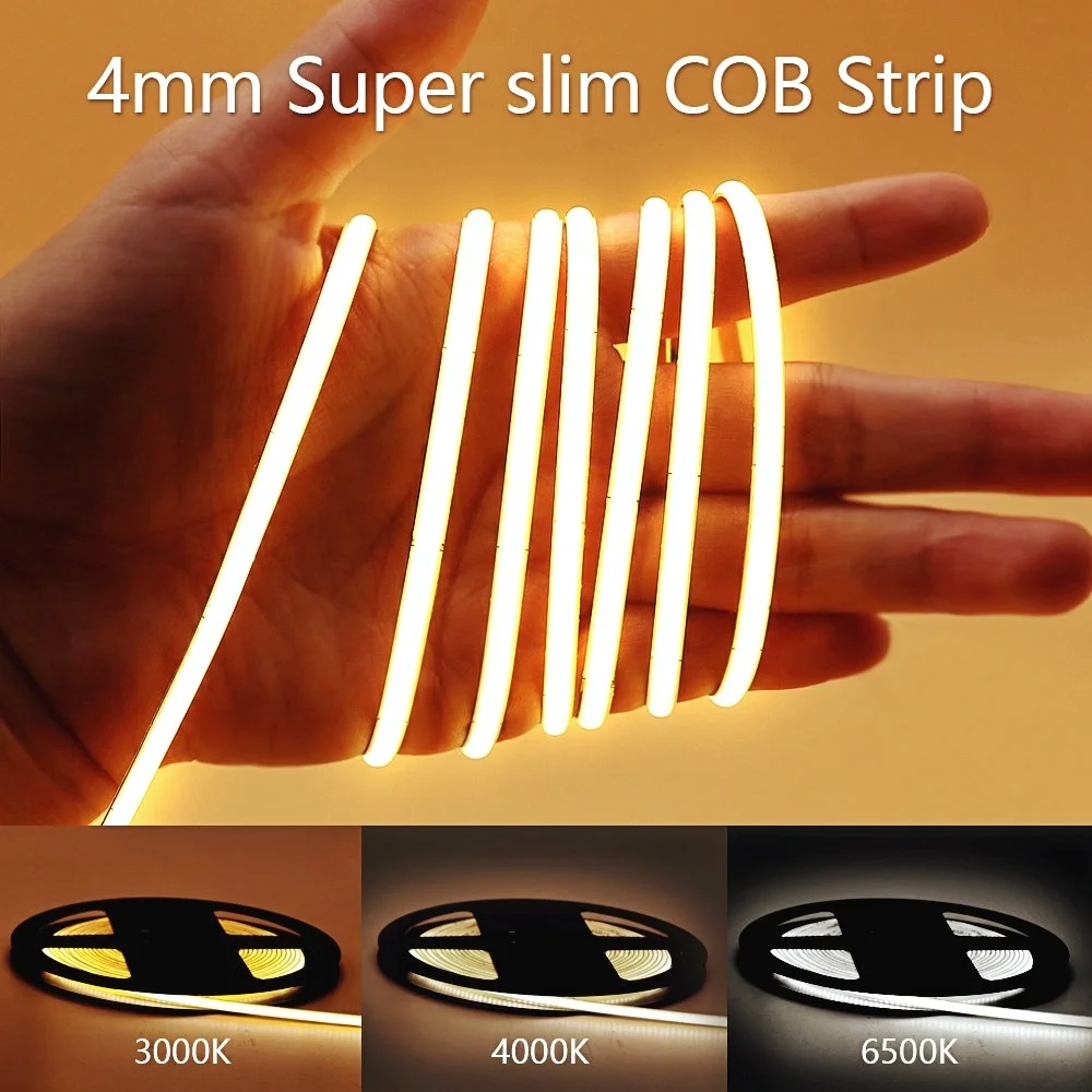 4MM Super Thin LED Strip 480LEDs/M Soft High Density Flexible DC12V 24V LED Light Bar Warm White Cold White for Decor Lighting