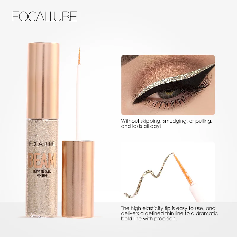 FOCALLURE 글리터 리퀴드 아이라이너 다이아몬드 아이섀도우 메이크업, 방수 5 색 반짝이 스팽글 아이 섀도우 스틱 뷰티 화장품