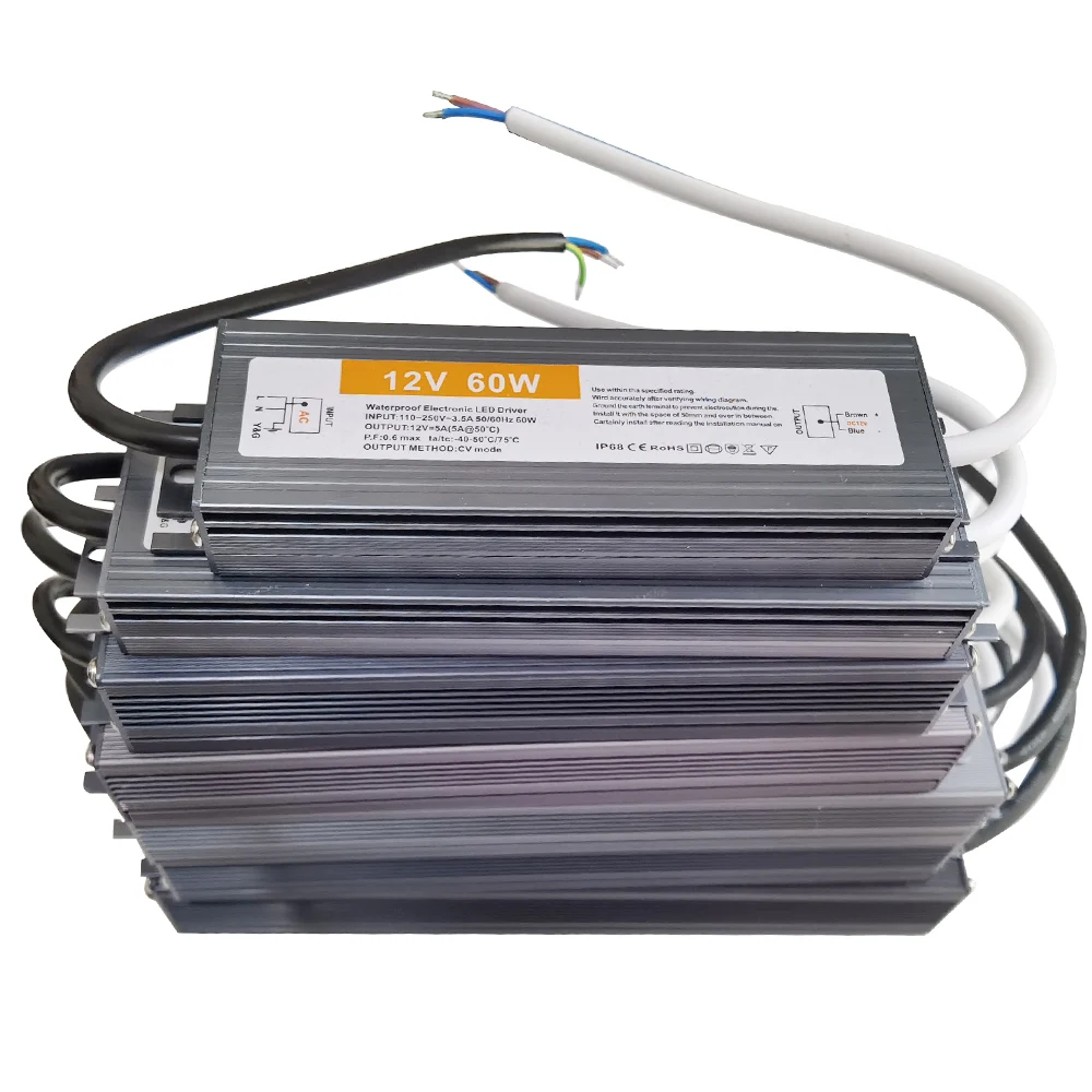 IP67 Waterproof Lighting Transformers DC 12V 24V Power Supply Led Driver 60W 80W 100W 150W 200W 250W 300W 350W