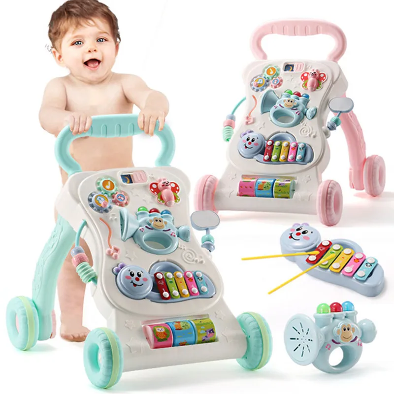 Multifunctional baby walker anti rollover trolley baby child music play adjustable speed walker