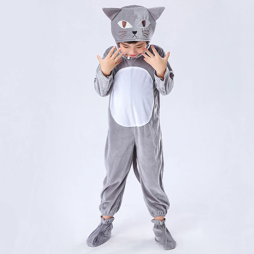 Halloween Party Kids Animal Cosplay Costumes Cute Boys Girls Kitty Mouse Role Play Kit Accessories Carnival Stage Performance