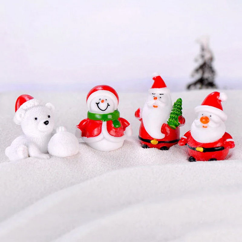 1PC Santa Claus Snowman DIY Miniature Figurine Xmas Garden Decor Micro Landscape