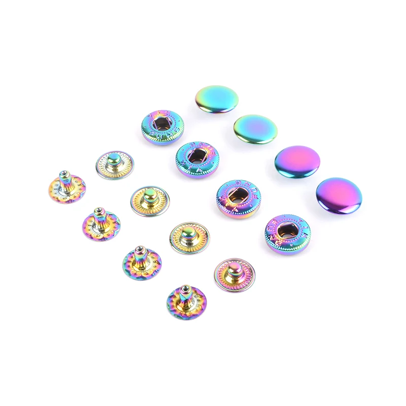 10pcs Ivoduff Rainbow Color Snap Spring Button Sewing Handbag Button