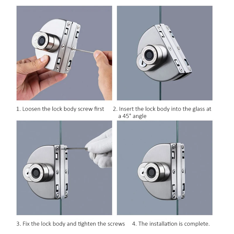 Electronic Smart Fingerpeint Glass Door Lock for Home Office Key Lock for Single Double Door Bluetooth Lock APP Control