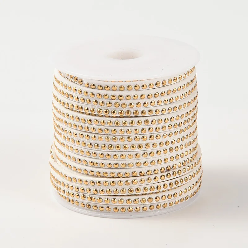 3x2mm Faux Suede Cord with Golden Aluminum Cabochons Jewelry Findings accessories ,about 20yards/roll F70