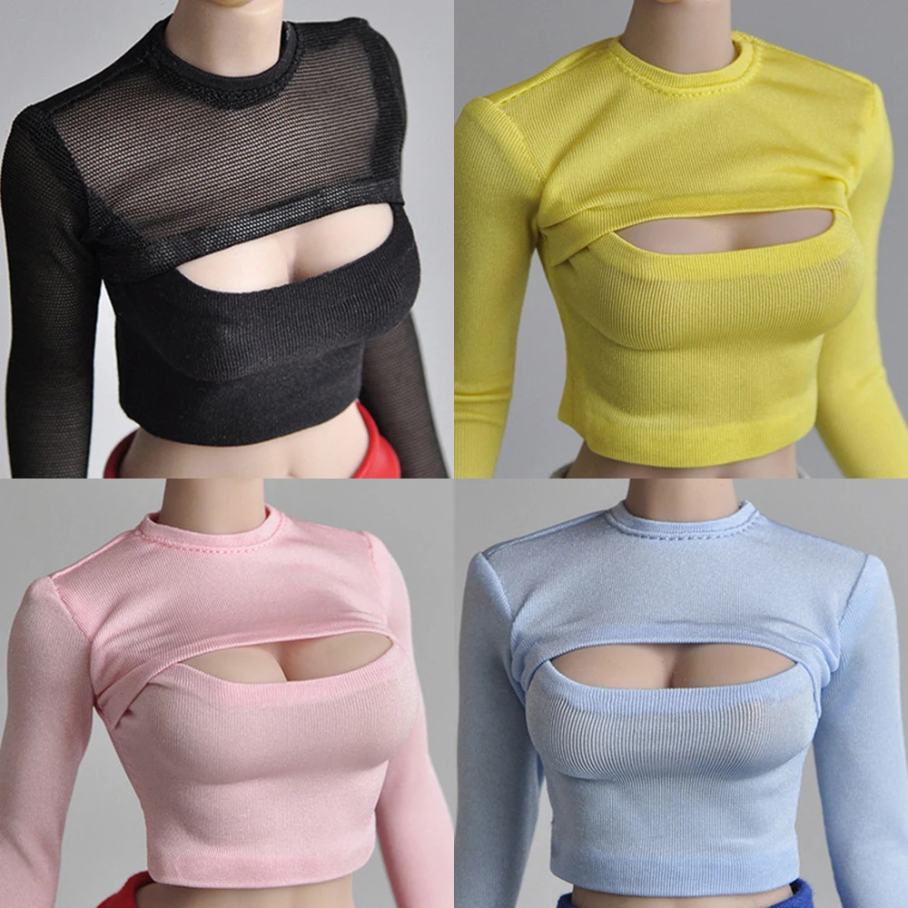 1/6 TBLeagueFemale Open Chest T-Shirt Tight Crop top Clothes F 12'' Phicens Action Figure Doll