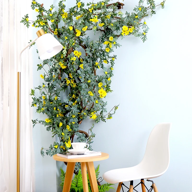 175cm silk artificial daisy vines hanging flowers for wall decoration rattan fake plants leaves garland wedding home decoration