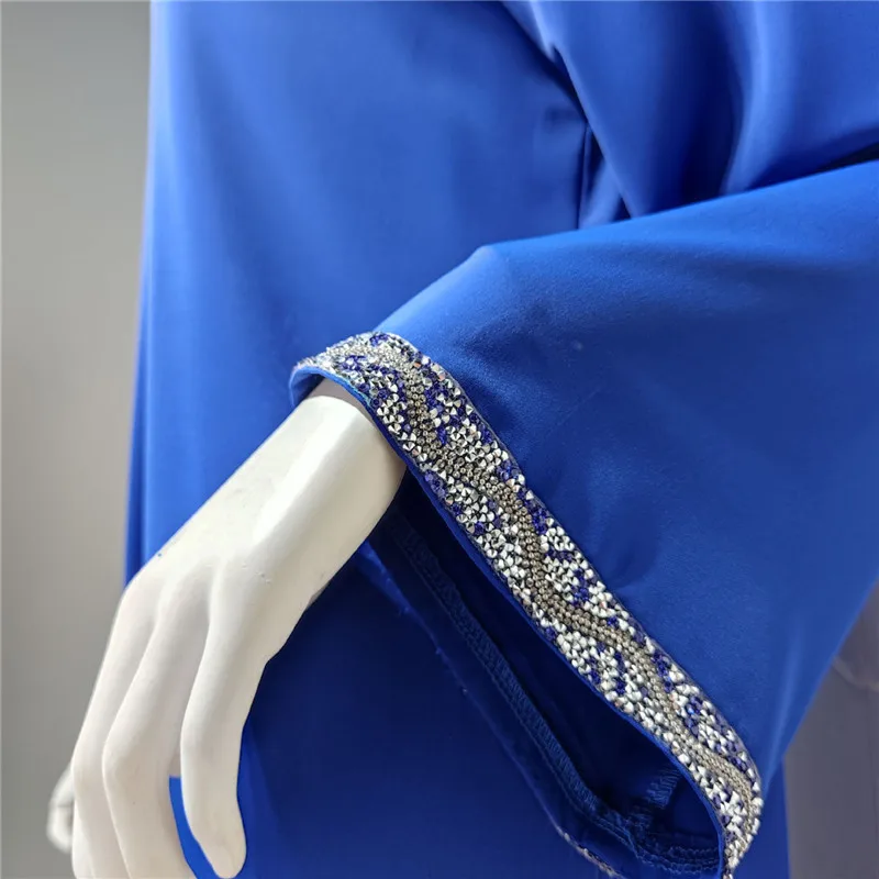 Imagem -05 - Dubai Abaya para Mulheres Fita de Diamantes Kaftan com Decote em v Robe Marroquino Vestidos de Noite Ramadan Vestido Turco Muçulmano Fino Novo 2024